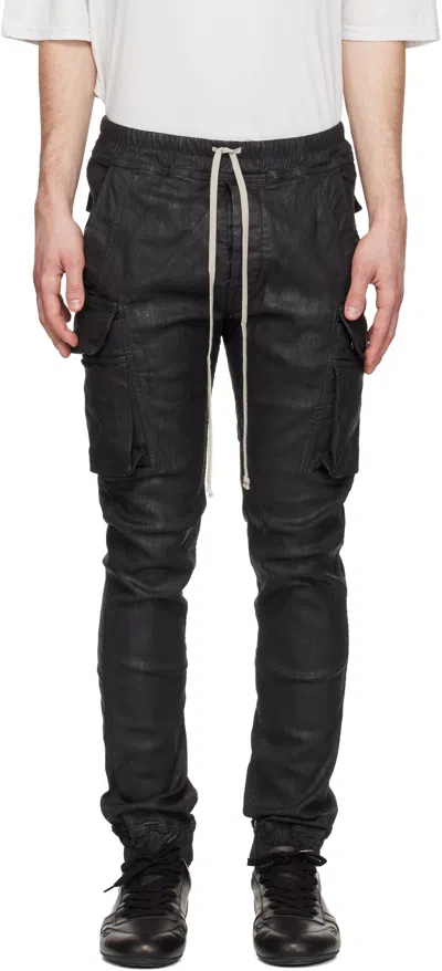 Rick Owens Drkshdw Black Temple Mastodon Cut Denim Cargo Pants