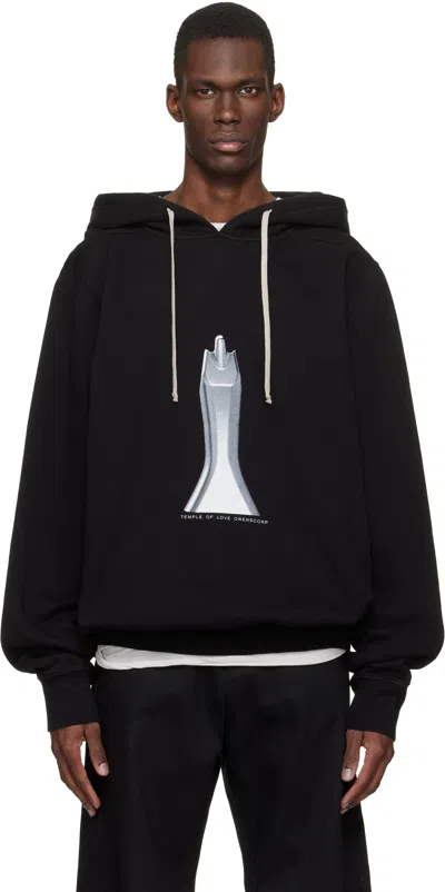 Rick Owens Drkshdw Temple Oversized Long-sleeve Hoodie In Black