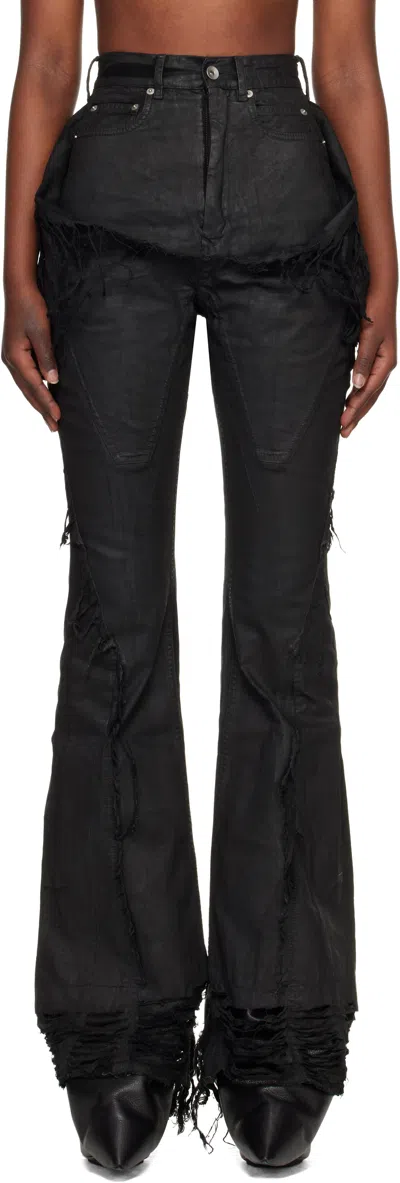 Rick Owens Drkshdw Black Temple Slivered Bootcut Jeans