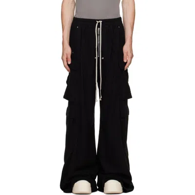 Rick Owens Drkshdw Black Tower Double Cargo Jumbo Bela Pants