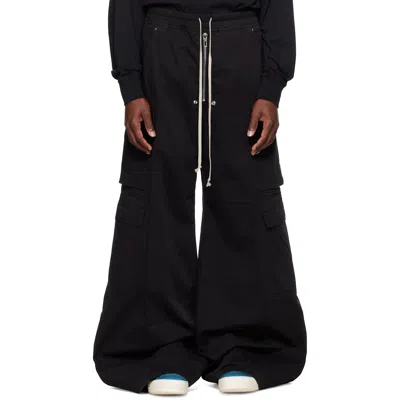 Rick Owens Drkshdw Black Tower Double Jumbo Belas Cargo Pants In Animal Print