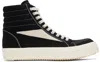 Rick Owens Drkshdw Drkshdw By Rick Owens High-top Sneakers With Calf Leather Accents In 911 Black/milk/milk