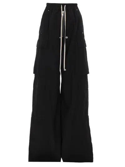 Rick Owens Drkshdw Black Wide-leg Side Snap Button Cargo Trousers