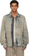 Rick Owens Drkshdw Blue Concordians Concealed Zipfront Denim Jacket In Multi