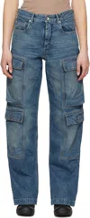 Rick Owens Drkshdw Blue Hollywood Double Cargo Jeans In 06 Washed Indigo