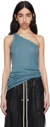 Rick Owens Drkshdw Blue Hollywood One Shoulder Tank Top In 86 Toothpaste
