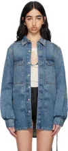 Rick Owens Drkshdw Blue Hollywood Outershirt Denim Jacket In 06 Washed Indigo