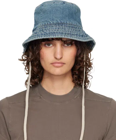Rick Owens Drkshdw Blue Temple Gilligan Denim Bucket Hat