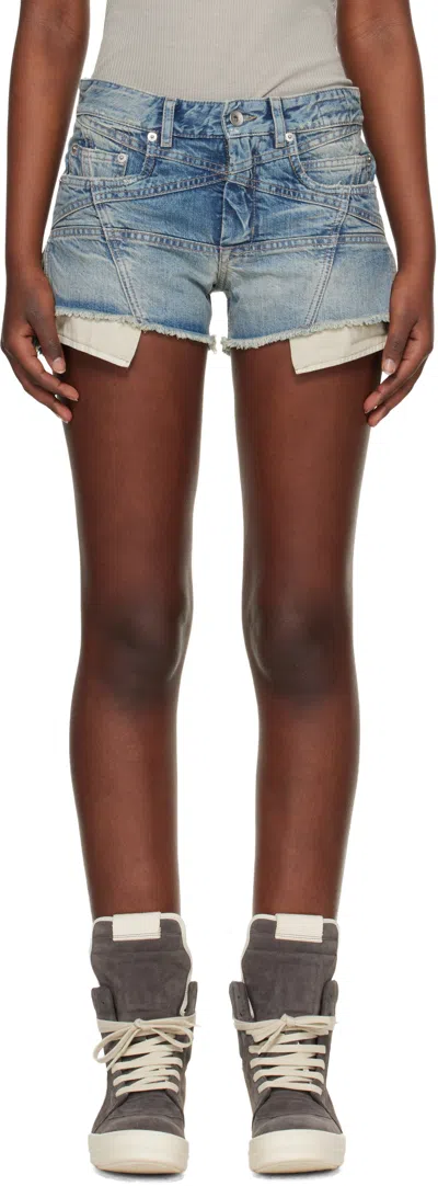 Rick Owens Drkshdw Blue Temple Lana Cut Off Denim Shorts