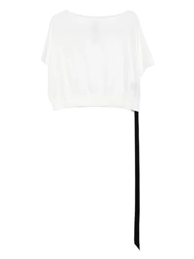 Rick Owens Drkshdw Boat-neck Cotton Top In White