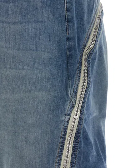 Rick Owens Drkshdw 'bolan Banana' Blue Jeans With Front Slits With Zip