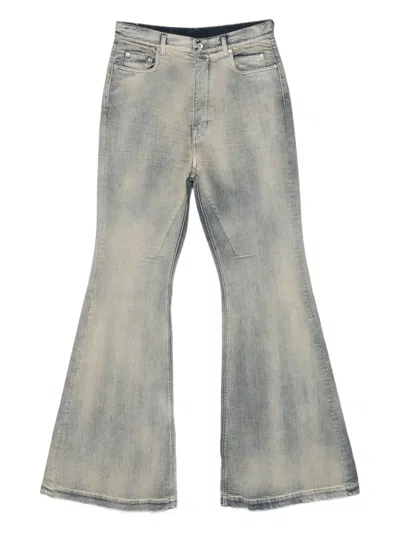 RICK OWENS DRKSHDW BOLAN FLARED JEANS WITH A FADED EFFECT