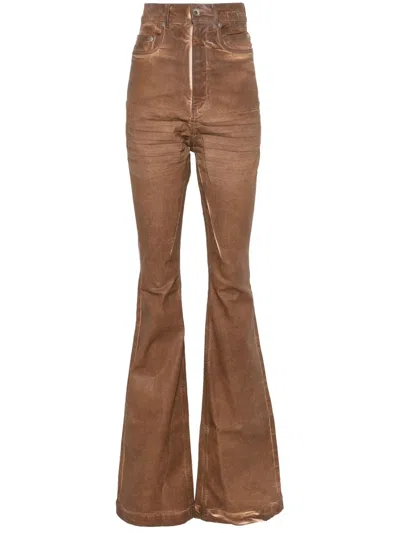 Rick Owens Drkshdw Bolan High-waisted Flared Jeans In Brown