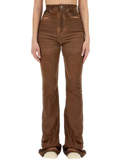 Rick Owens Drkshdw Bolan High-waisted Flared Jeans In Brown