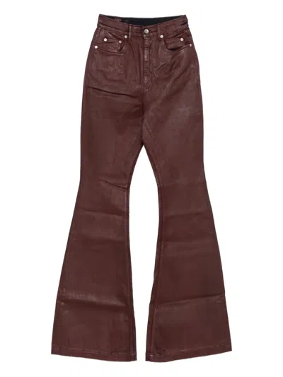 Rick Owens Drkshdw Bolan Wax-coated Jeans In Brown