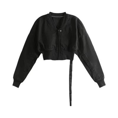Pre-owned Rick Owens Drkshdw Bomber Flight Jacket Cropped 'black' | Women's Size M
