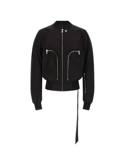 Rick Owens Drkshdw Bauhaus Cotton Bomber Jacket High Collar In Black