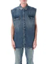 Rick Owens Drkshdw Indigo Hollywood Sl Tommy Jumbo Denim Overshirt In Blue