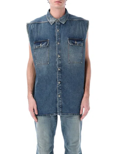 RICK OWENS DRKSHDW DRKSHDW BY RICK OWENS BOXY-FIT SLEEVELESS DENIM OUTER SHIRT