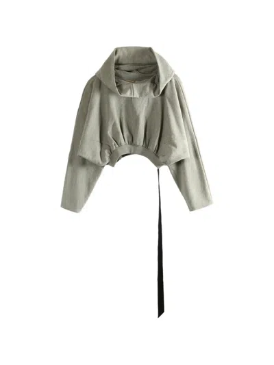 Rick Owens Drkshdw Cropped Hoodie In Green