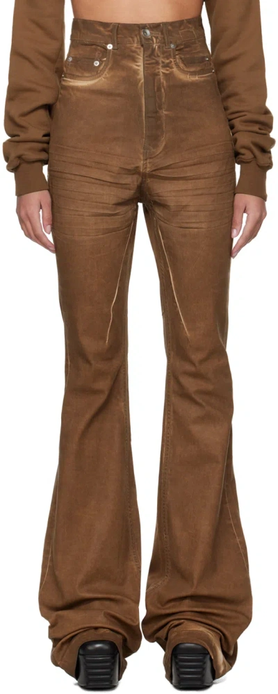 Rick Owens Drkshdw Bolan High-waisted Flared Jeans In Brown
