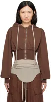 Rick Owens Drkshdw Brown Porterville Tatlin Zipped Hoodie In 83 Terra