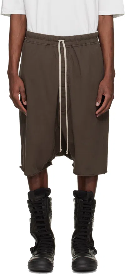 Rick Owens Drkshdw Brown Temple Drawstring Pod Shorts
