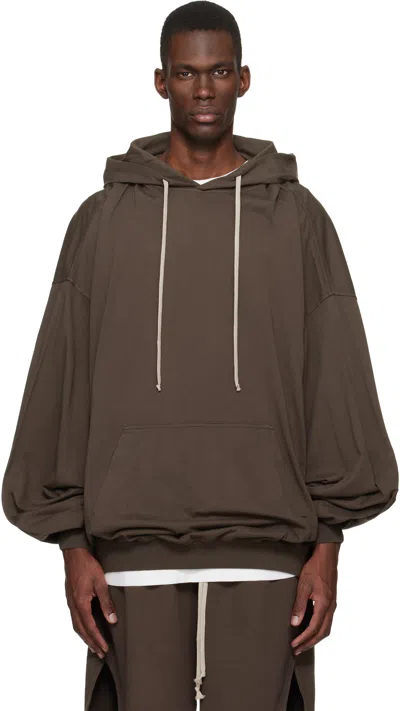 Rick Owens Drkshdw Temple Hun Long-sleeve Hoodie In Brown