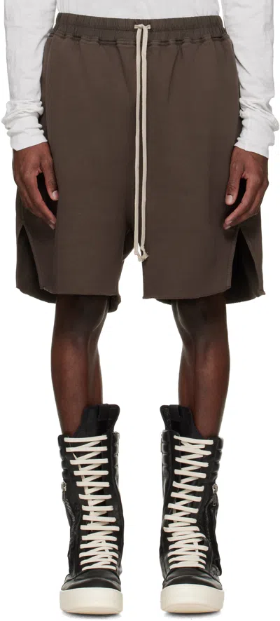 Rick Owens Drkshdw Brown Temple Long Boxers Butt Zip Shorts