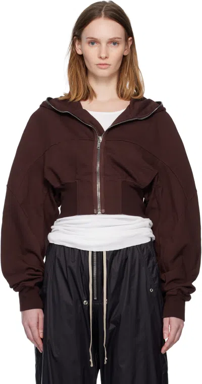 Rick Owens Drkshdw Burgundy Concordians Collage Hoodie In Brown