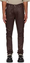 Rick Owens Drkshdw Burgundy Concordians Detroit Cut Jeans In Brown
