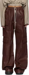 Rick Owens Drkshdw Burgundy Concordians Double Jumbo Belas Denim Cargo Pants In Brown