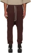 Rick Owens Drkshdw Burgundy Concordians Drawstring Sweatpants In Brown