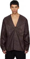 Rick Owens Drkshdw Burgundy Concordians Ls Larry Jumbo Fogpocket Denim Shirt In Brown