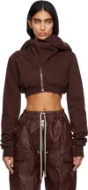 Rick Owens Drkshdw Burgundy Concordians Micro Mountain Hoodie In Brown
