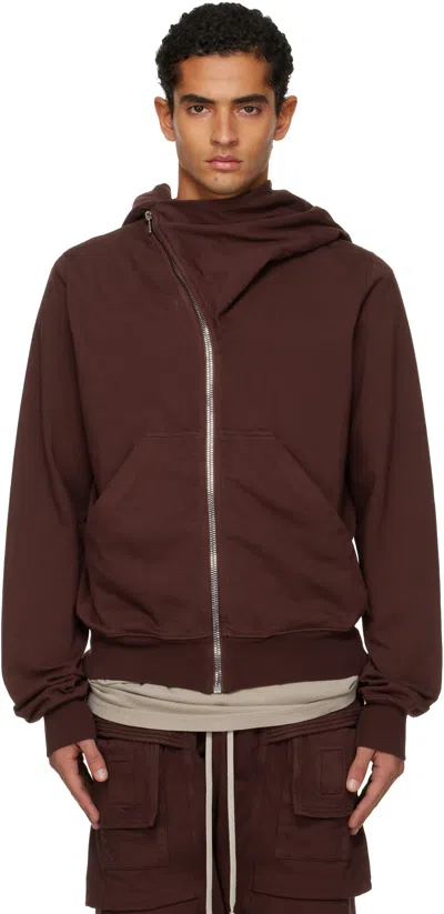 Rick Owens Drkshdw Burgundy Concordians Mountain Hoodie In Brown