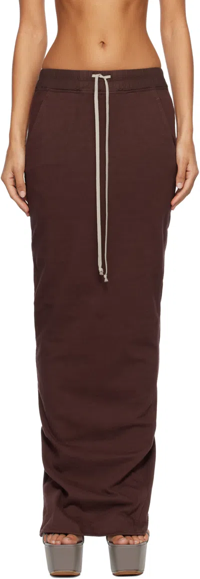 Rick Owens Drkshdw Burgundy Concordians Pull On Pillar Maxi Skirt In Brown