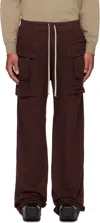 Rick Owens Drkshdw Burgundy Concordians Wide Creatch Cargo Pants In Red