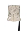 Rick Owens Drkshdw Sleeved Top With Strap Detail And Metallic Finish In Neutral