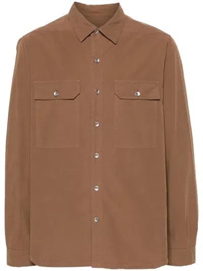 Rick Owens Drkshdw Button-up Cotton Shirt In Brown