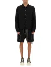 Rick Owens Drkshdw Drawstring Button-up Overshirt In Black