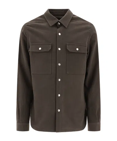 Rick Owens Drkshdw Buttoned Shirt Jacket In Black