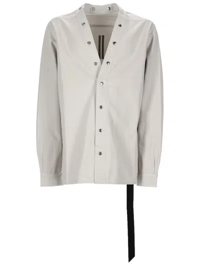 Rick Owens Drkshdw Mens Milk Wash Larry Studded Cotton-canvas Shirt In Neutral