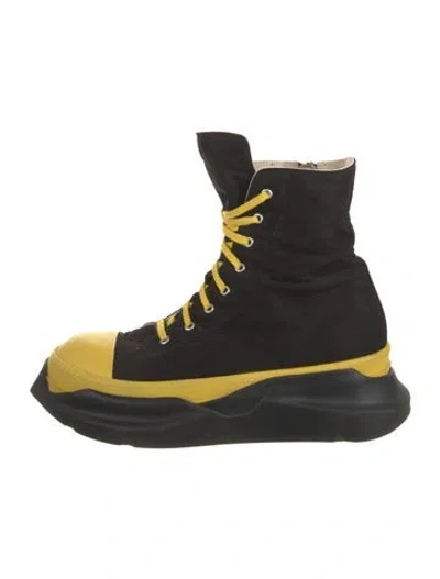 Pre-owned Rick Owens Drkshdw Canvas Colorblock Pattern Chunky Sneakers In Black