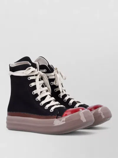 Rick Owens Drkshdw Canvas High Top Lace Up Shoes In Black