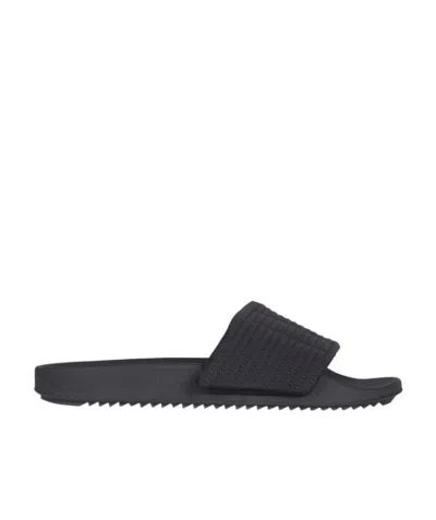 Rick Owens Drkshdw Canvas Touch-strap Piped Slides In Black