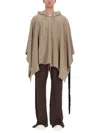 Rick Owens Drkshdw Asymmetric Hem Hooded Coat Drawstring Detail In Brown