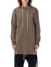 Rick Owens Drkshdw Oversized Longline Hoodie Drawstring Hood In Dust