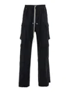 Rick Owens Drkshdw 'cargo Belas' Black Cargo Pants With Drawstring Waist And Cargo Pockets In Cotton Man In Black