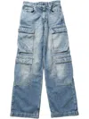 Rick Owens Drkshdw Faded Wash Cargo Double Jeans In Blue